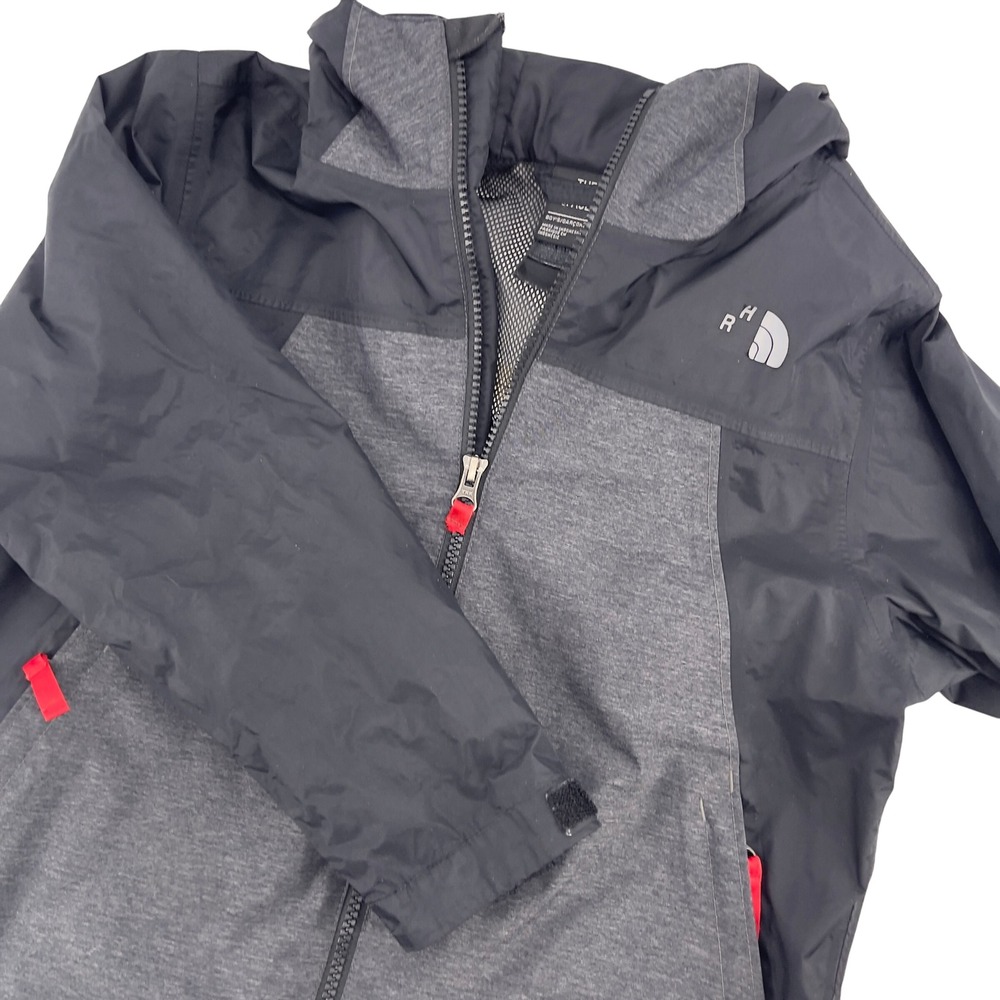 The North Face Boy's Small Jacket Gray Black Full Zip‎ Hooded Windbreaker